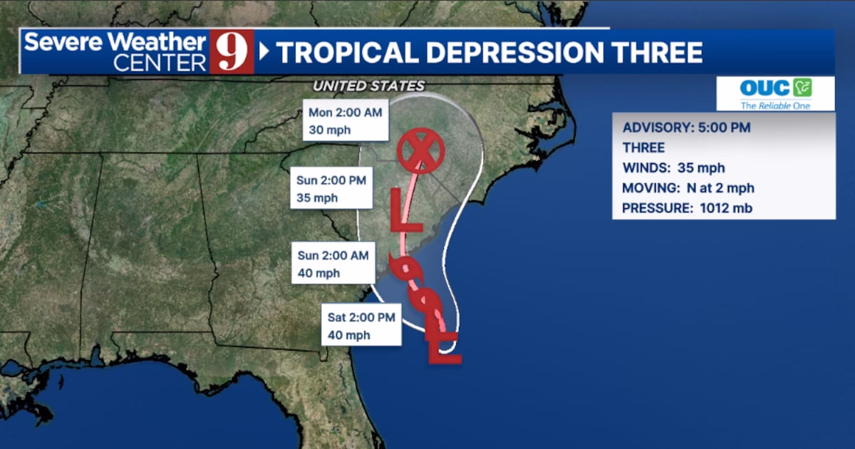 ALERT: Tropical Depression Three forms off Southeast US Coast